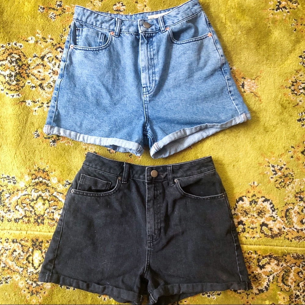 2 pairs of ASOS high waisted mom shorts